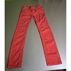Miss Me Girls Red Skinny Jeans Size 12 JKS3358 Denim